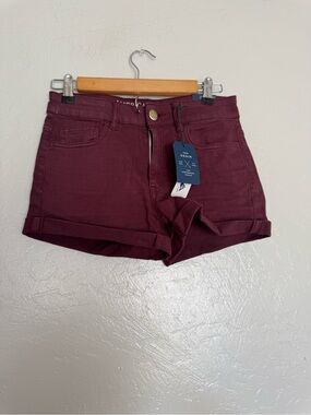 American Eagle Outfitters Burgundy High-Rise Denim Shorts